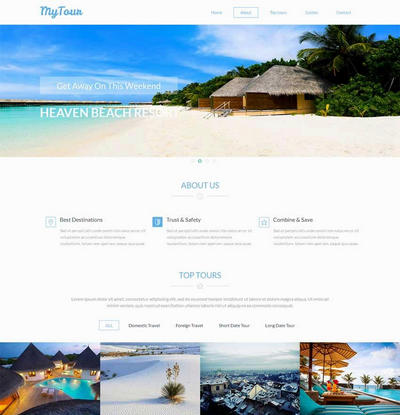 簡潔海邊度假旅游html5單頁網(wǎng)站模板