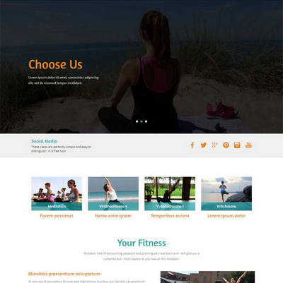 宽屏的瑜伽健身俱乐部html5网站模板下载