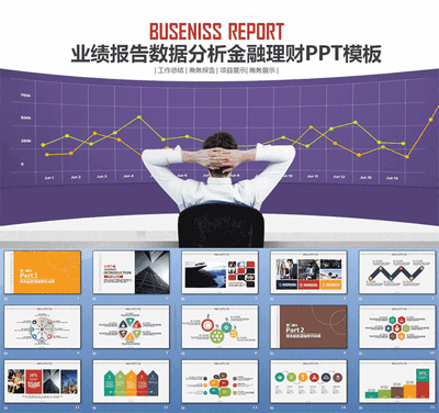 公司业绩报告数据分析商务金融PPT动画模板