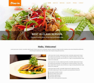 橙色的国外西餐厅美食网站静态模板下载