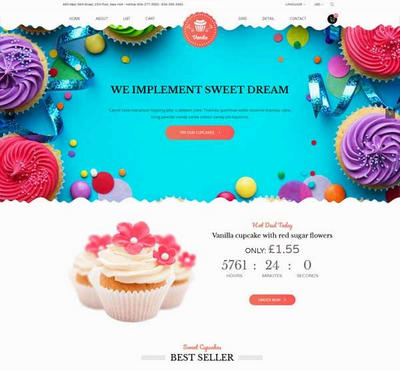 html5英文卡通的甜品蛋糕購物商城模板