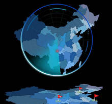 html5 canvas中国地图雷达扫