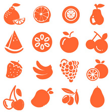 橙色扁平化剪影水果图标
