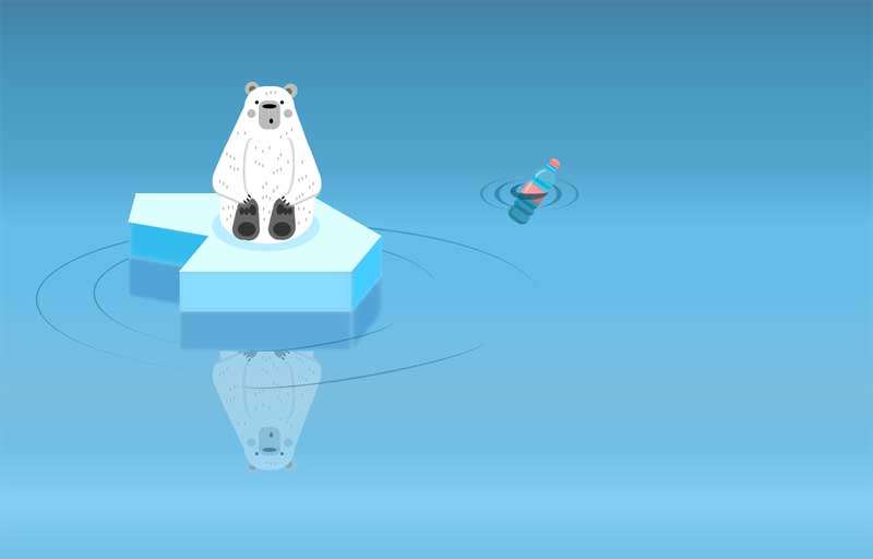 卡通的冰面上北极熊ui特效