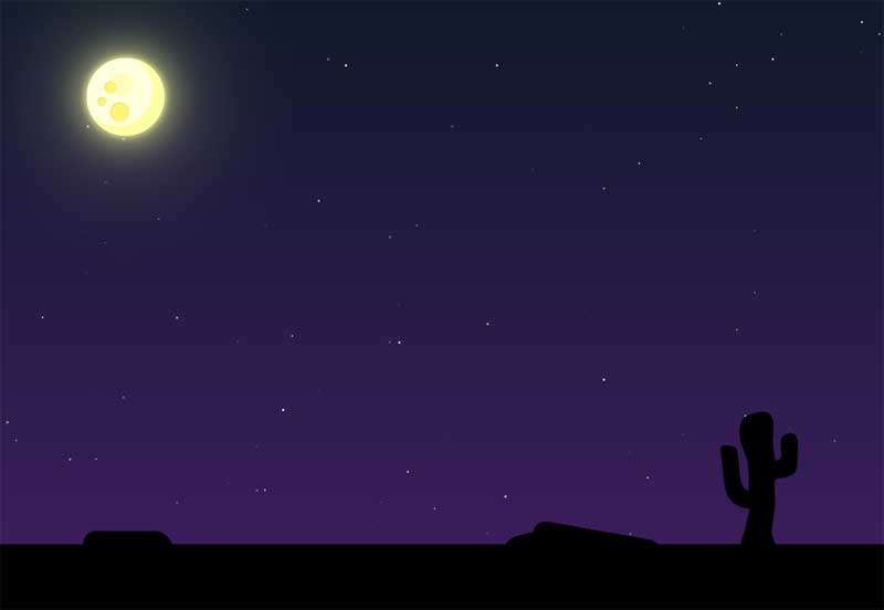 夜晚月光下的沙漠场景特效