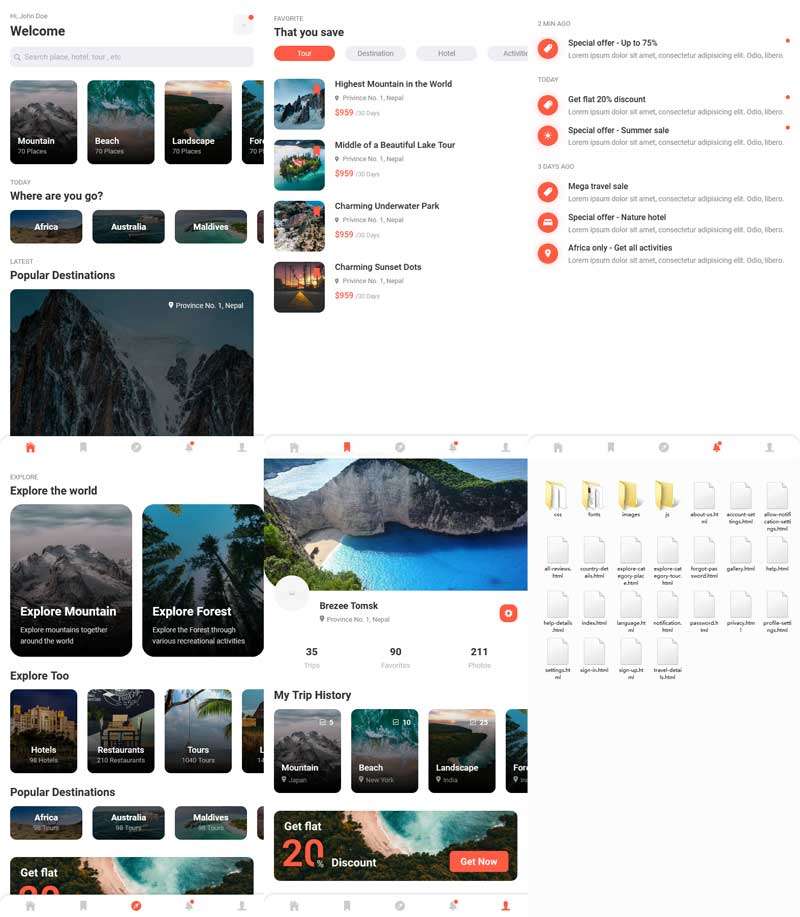 旅游酒店服务app移动端静态模板