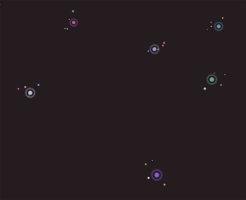 html5 canvas卫星粒子碰撞动画特效