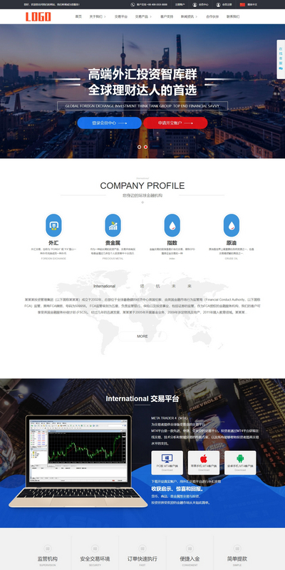 中英文大气金融外汇展示类网站模板(带会员功能)