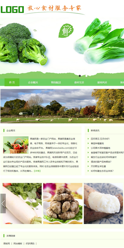生态农业发展食材供应企业网站源码(带手机端)