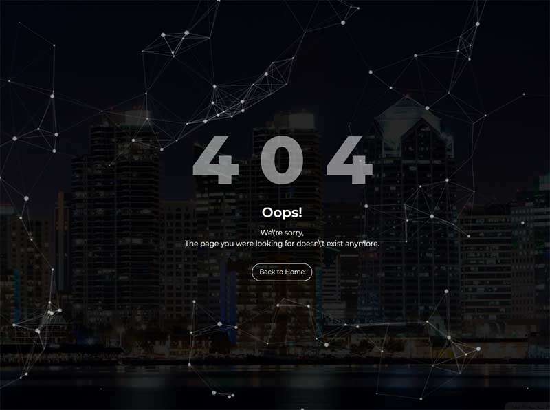 粒子线条404错误页面模板