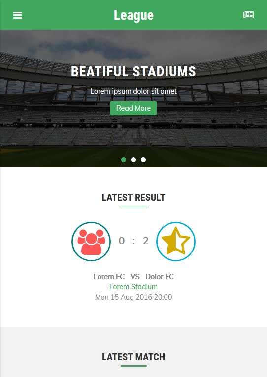 响应式足球体育赛事资讯手机静态页面模板