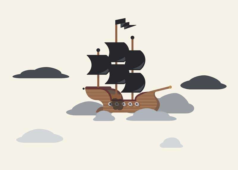 云雾里的海盗船动画特效