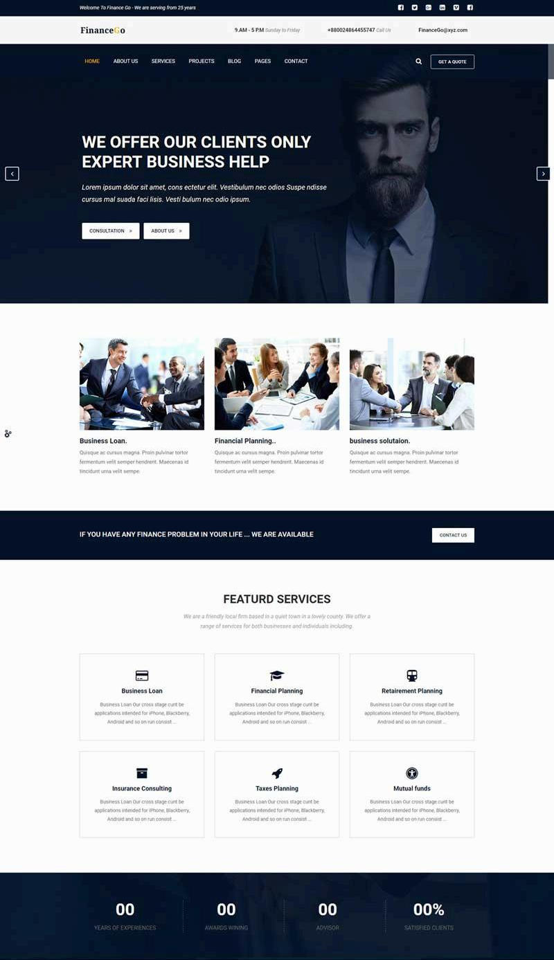 大气的商务金融咨询公司网站Html5模板