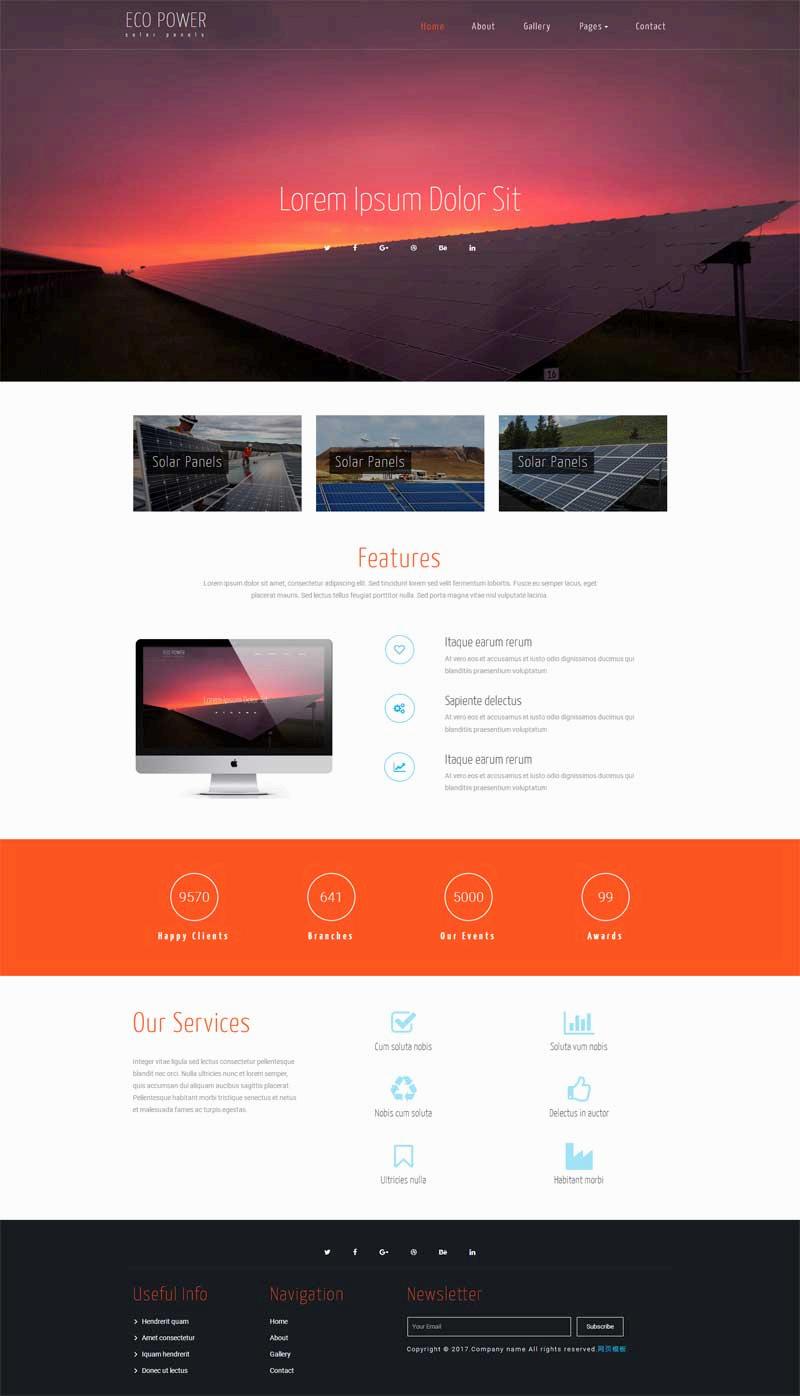 简单大气的太阳能发电公司网站html模板