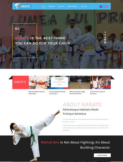 宽屏儿童跆拳道培训教育网站模板下载