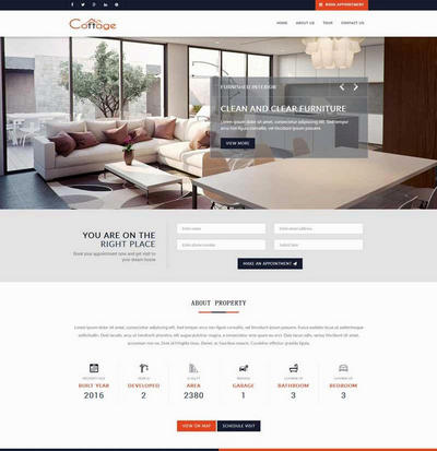 大气宽屏公寓房产销售html网站模板