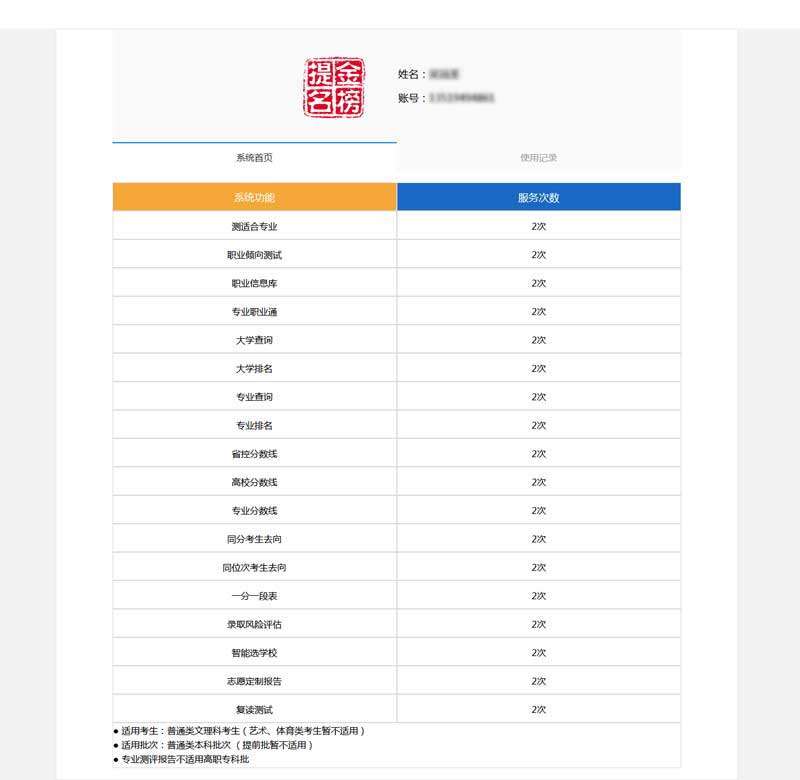 简单的考试类个人中心页面模板