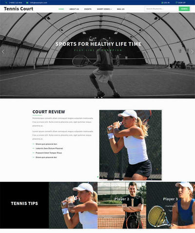 宽屏网球运动比赛训练网站模板html下载