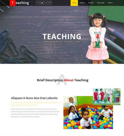 国外宽屏儿童教育网站静态html模板下载