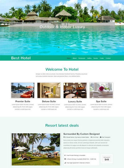 大气旅游度假酒店html整站网站模板