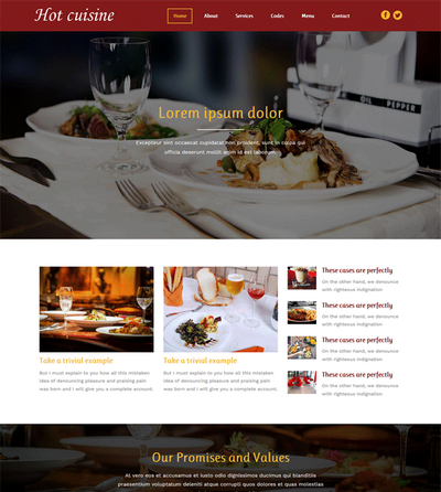 宽屏西餐厅美食html整站网站模板