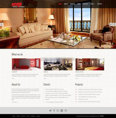 宽屏室内家具装饰公司网站html静态模板