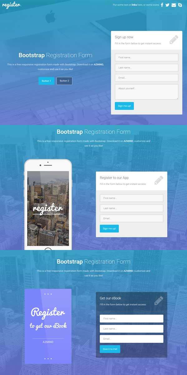 简单Bootstrap网站注册页面模板下载