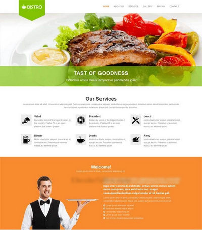 简洁宽屏牛排美食餐厅网站html静态模板
