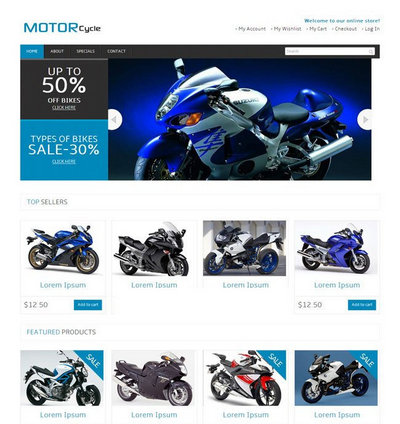 摩托车汽配销售html静态网站模板