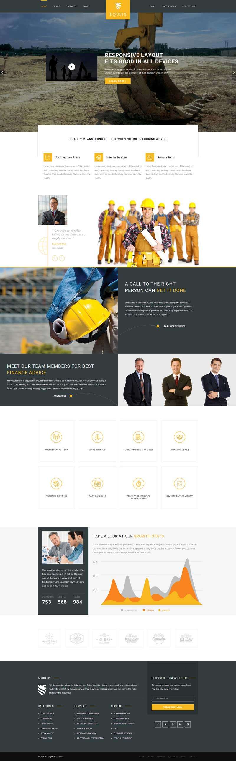 橙色大气的建筑工程行业网站模板
