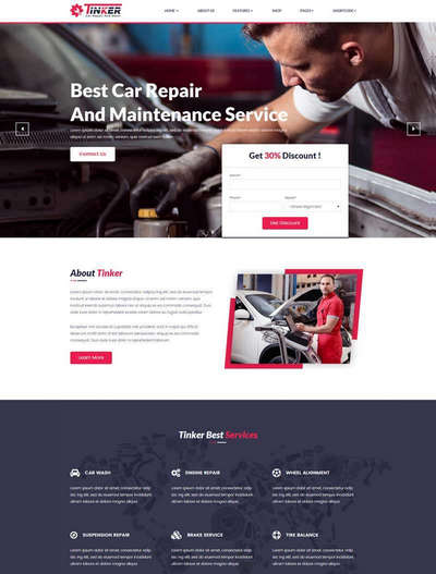 大气汽车维修服务公司html网站模板