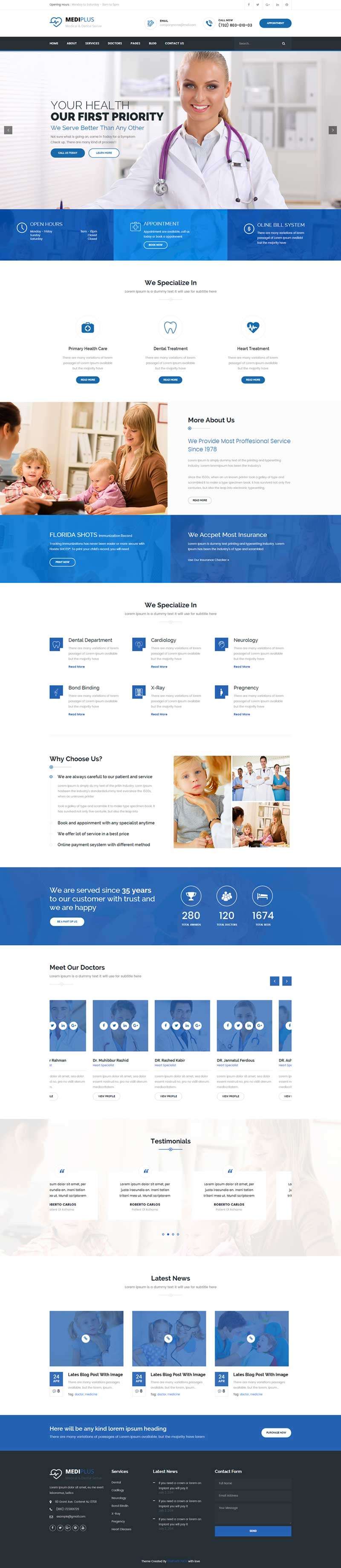 大气的儿童医院医疗服务网站模板html整站