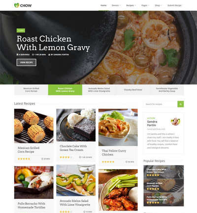 绿色美食菜谱交流平台html网页模板