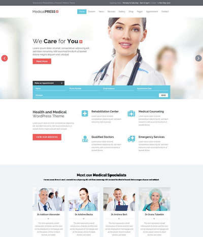 蓝色健康医疗服务网站html模板