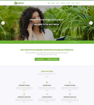 绿色园林盆栽植物种植html静态网站模板