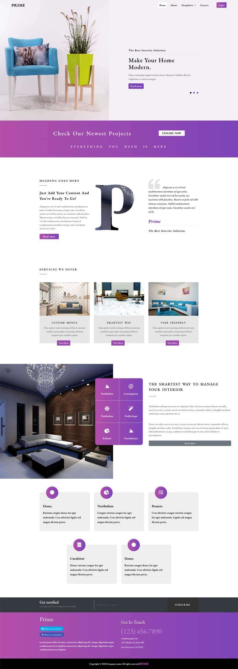 紫色的家居装饰公司网站html模板