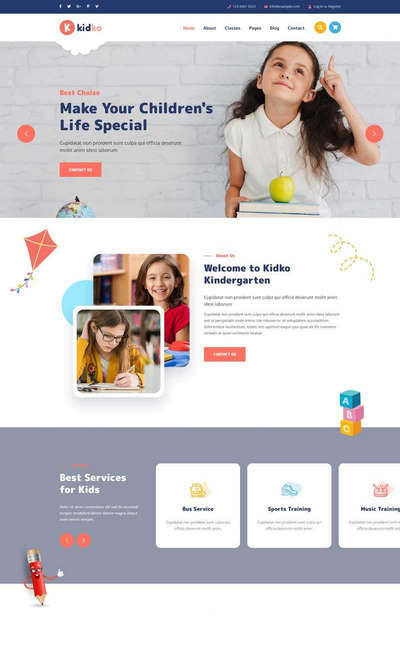 儿童幼儿园培训教育机构HTML网站模板