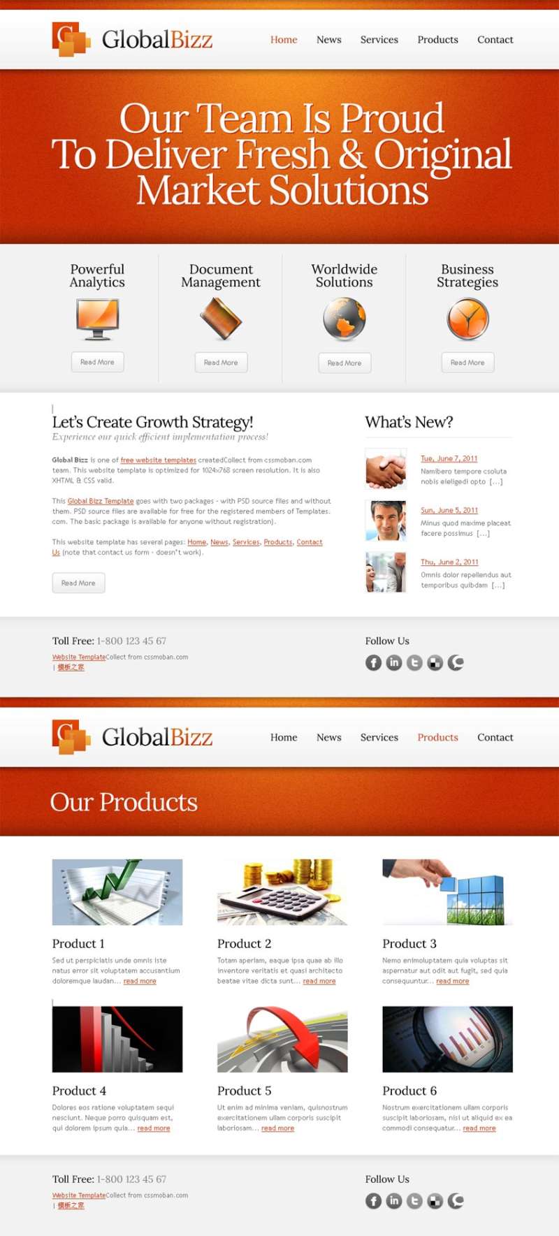 橙色的商务企业网站模板html整站下载