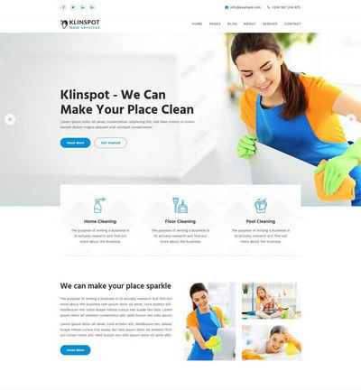 蓝色清洁家政专业服务公司html静态网站模板