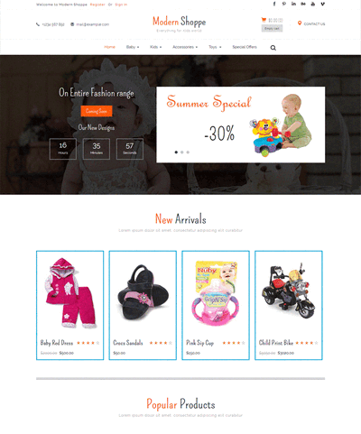 简洁儿童用品购物商城响应式html模板下载