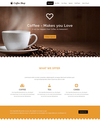简洁咖啡店铺单页展示模板html下载