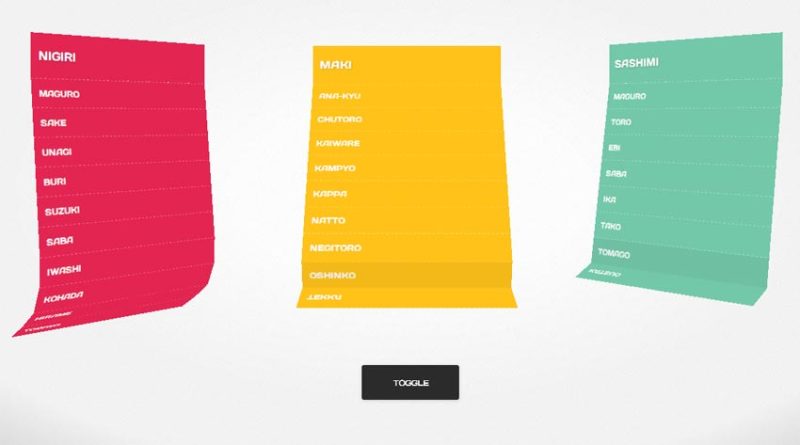 超炫HTML5 CSS3 3D下拉折叠菜单展开收缩动画效果