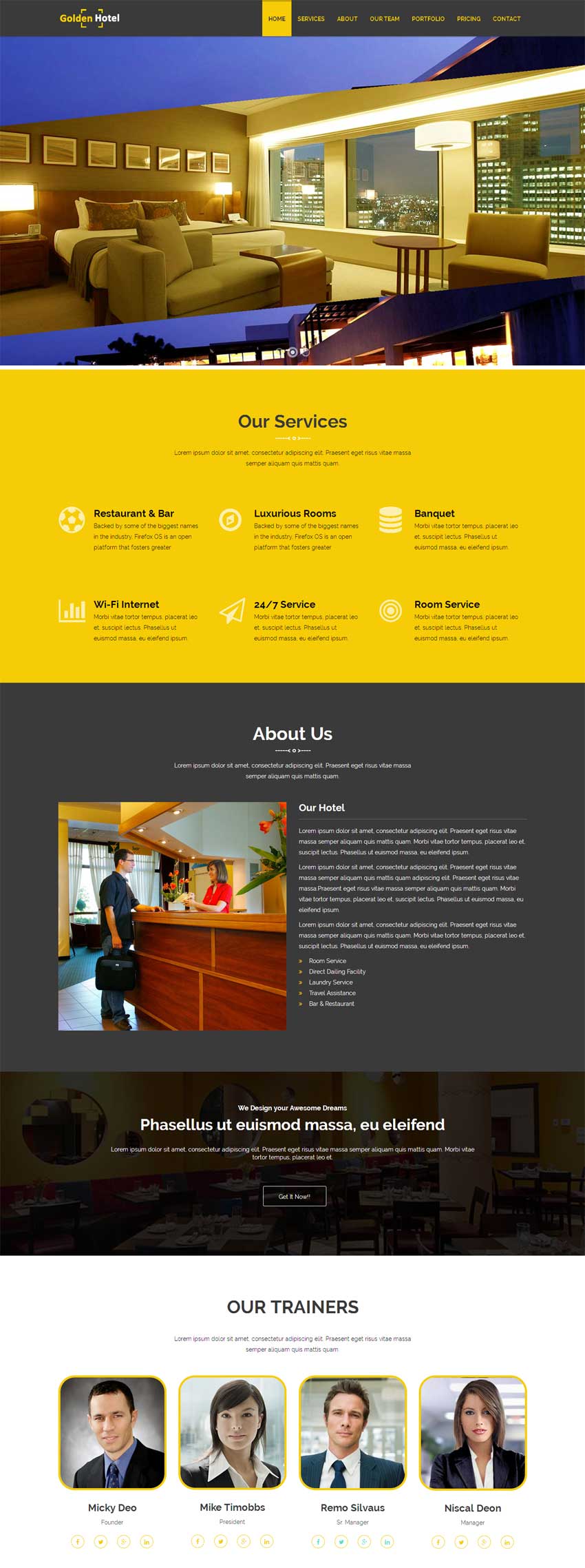 商务酒店服务展示html5动态网页模板
