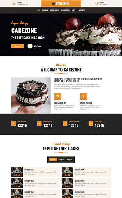 蛋糕甜品店餐饮服务公司html网页模板