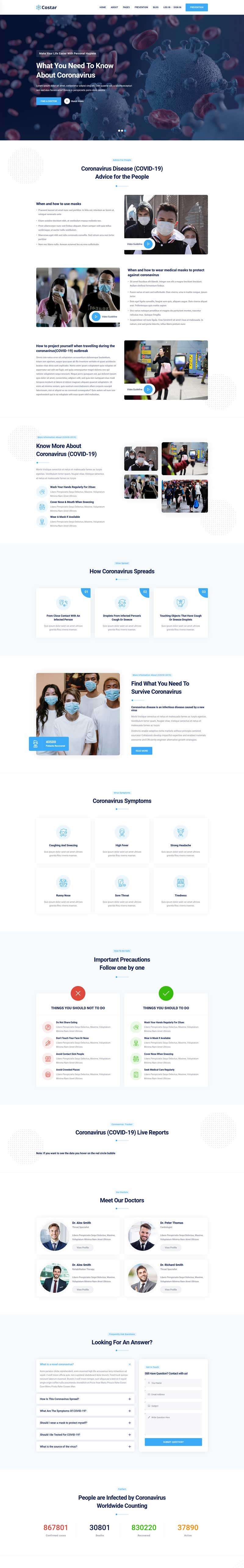 冠状病毒医疗预防宣传页面HTML模板