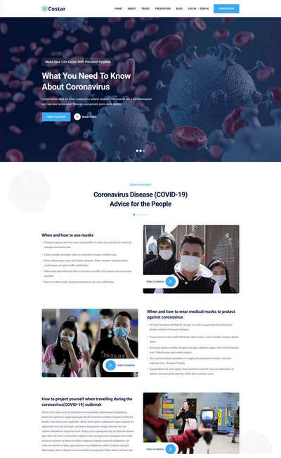 冠状病毒医疗预防宣传html静态页面模板