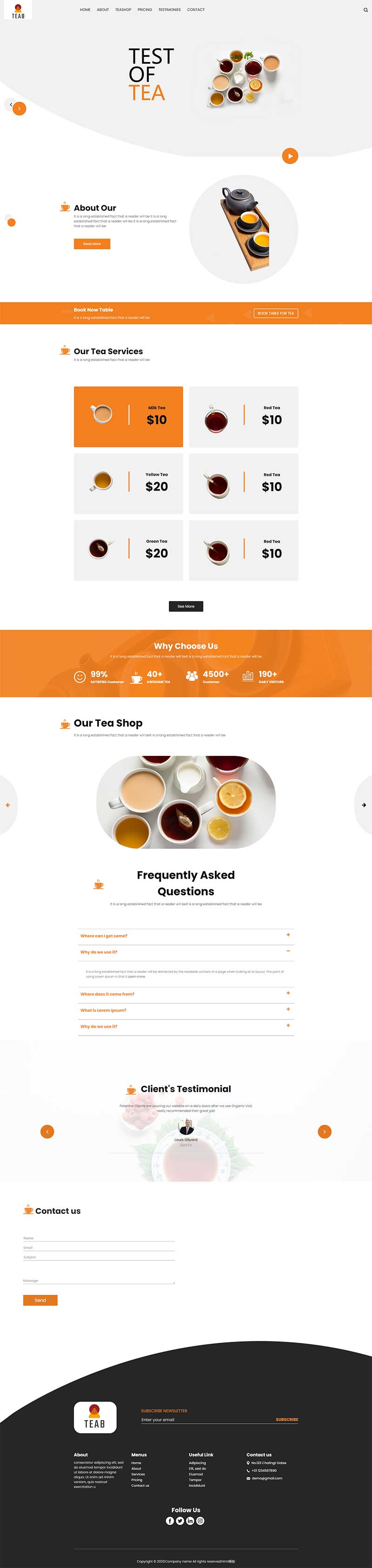 HTML5茶类饮品店宣传加盟html模板