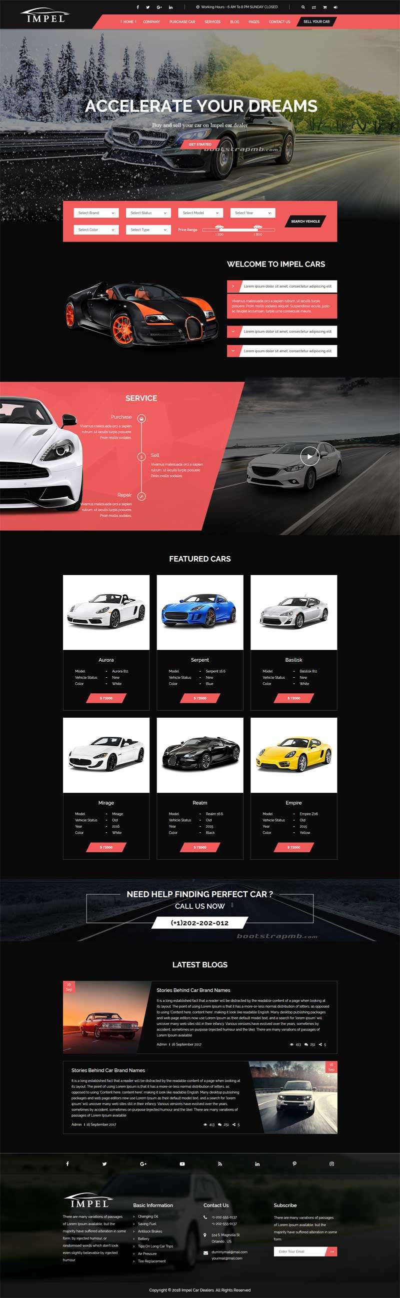 汽车经销商4S店企业html网站模板