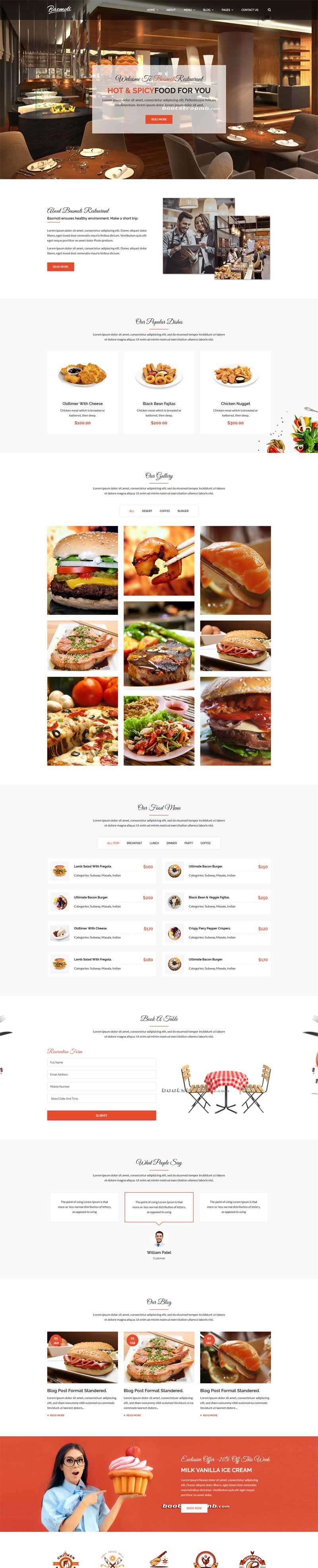 餐饮行业Bootstrap网站模板