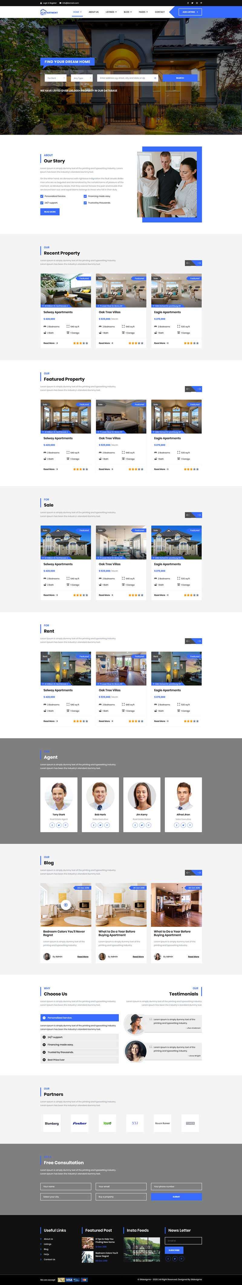 房产租赁交易平台html静态网站模板